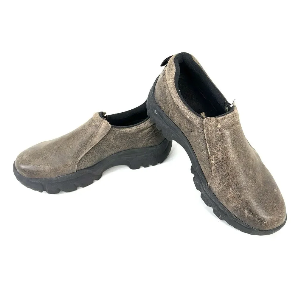 Roper Brown Weathered Leather Performance Slip On Casual Shoes Men’s Size 7